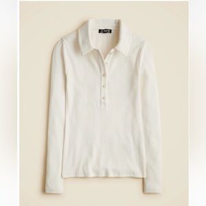 NWT J.Crew Cream Long Sleeve Polo Shirt